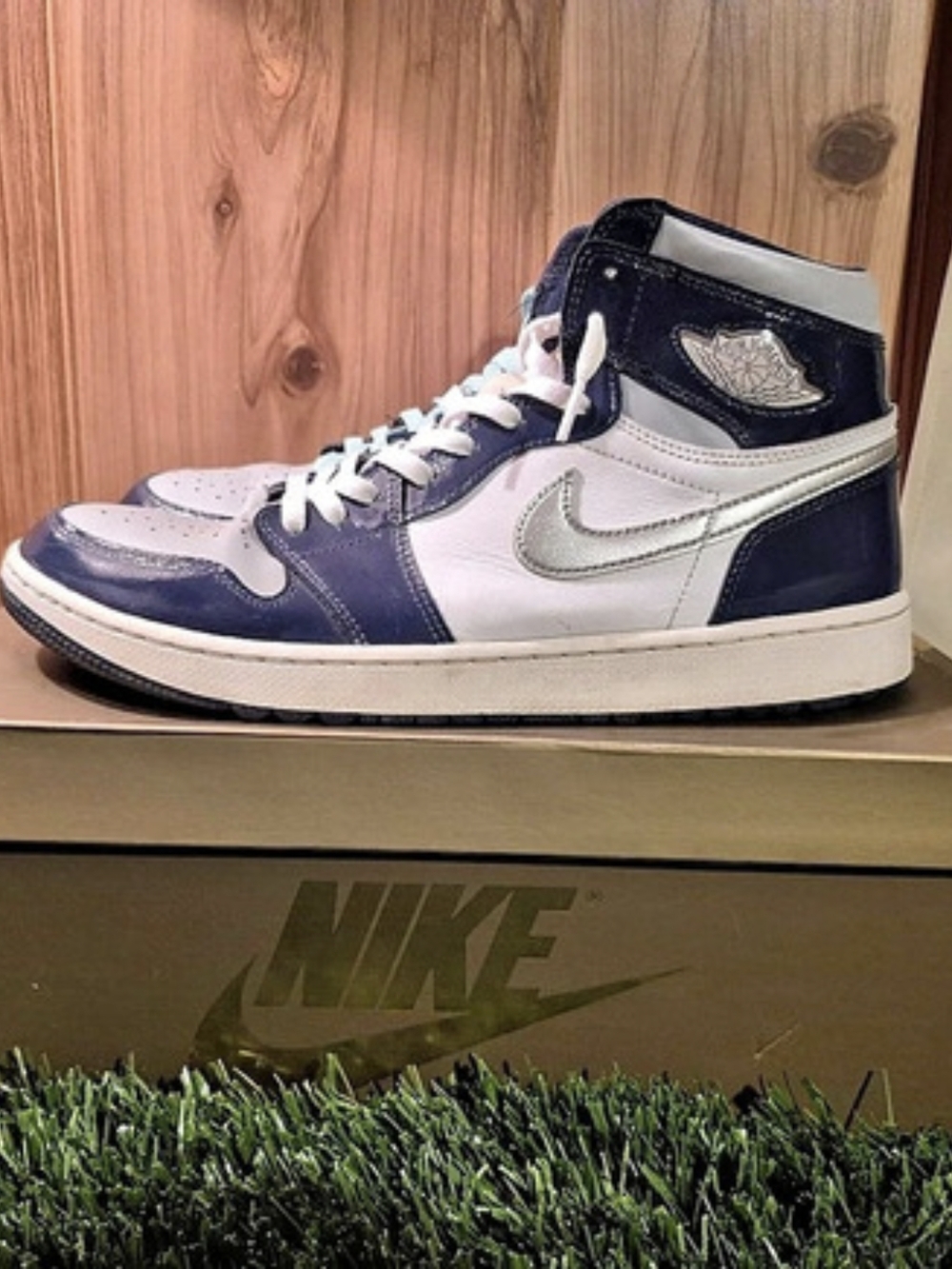 Nike Air Jordan 1 High-Top Sneakers in Blue & White